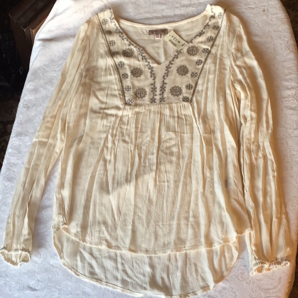 Boho Long Sleeve Sheer Blouse Medium